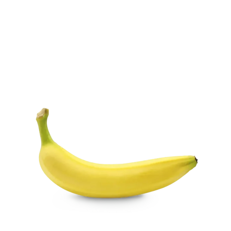 Single yellow ripe banana on a white background