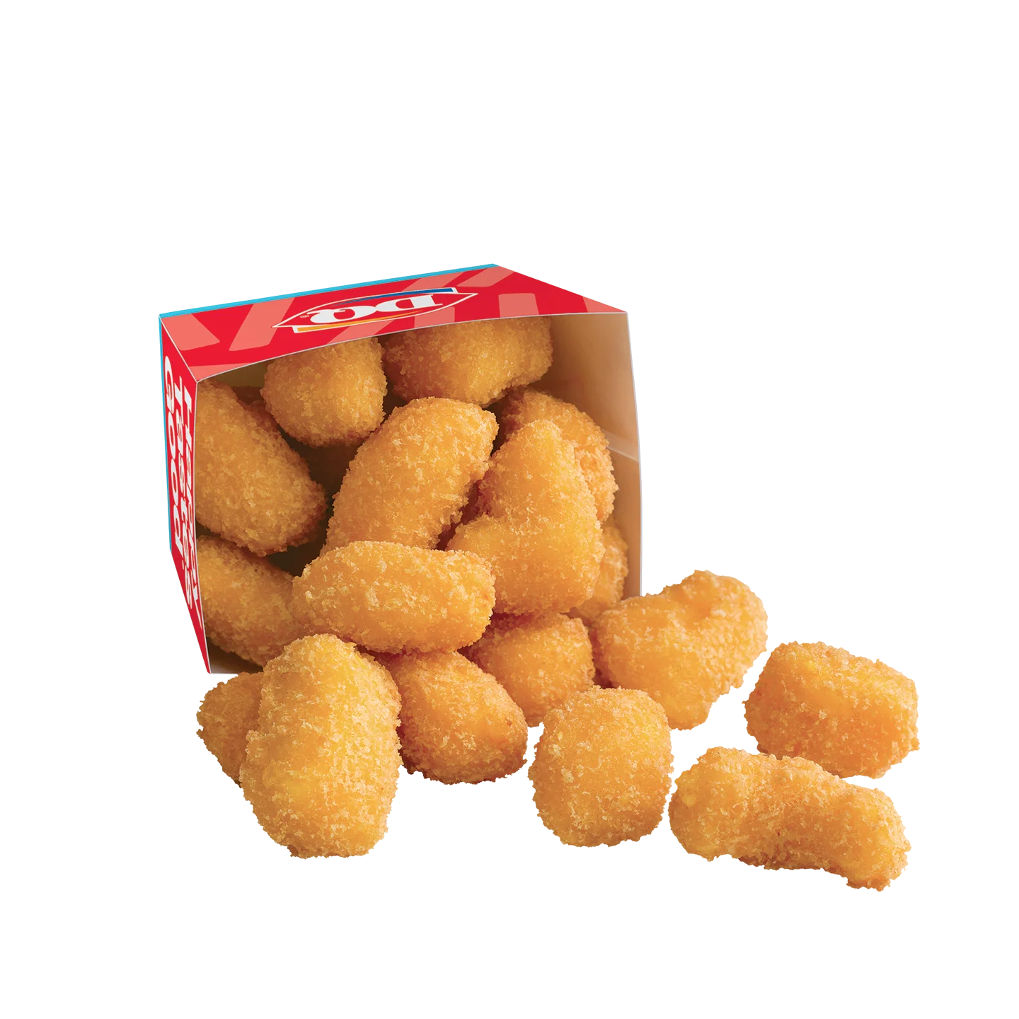 Serving of golden fried cheese curds in a container
