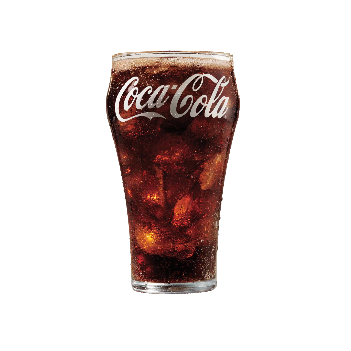 Cup of Coca-Cola with ice and a straw