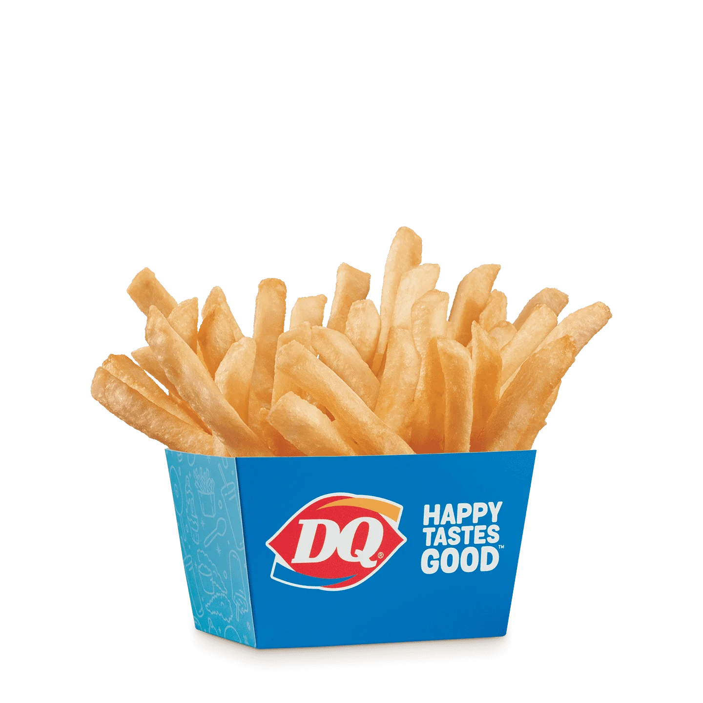 Serving of crispy French fries in a paper tray