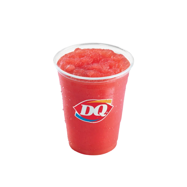 Red Misty Slush in a paper cup with Dairy Queen logo