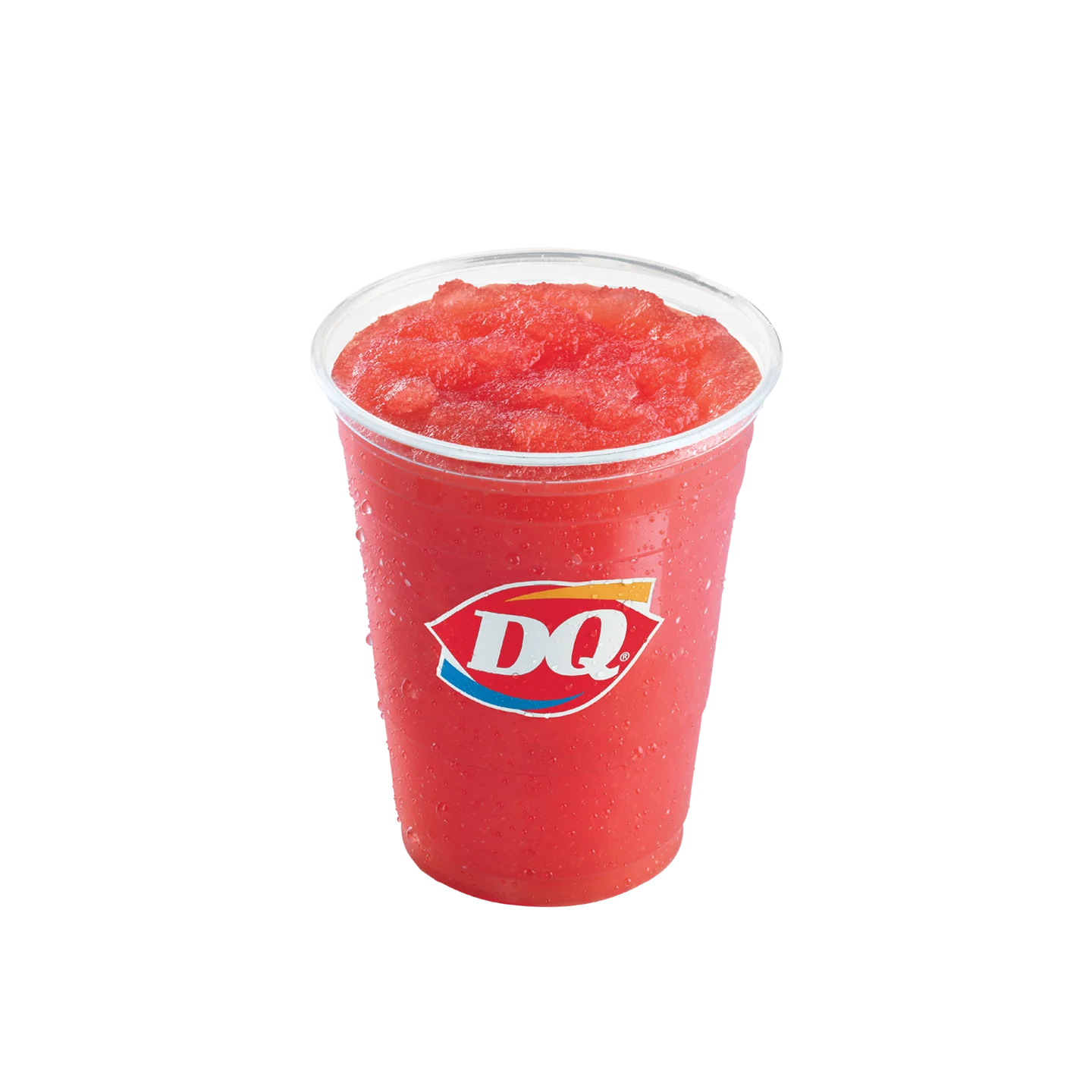 Red Misty Slush in a paper cup with Dairy Queen logo