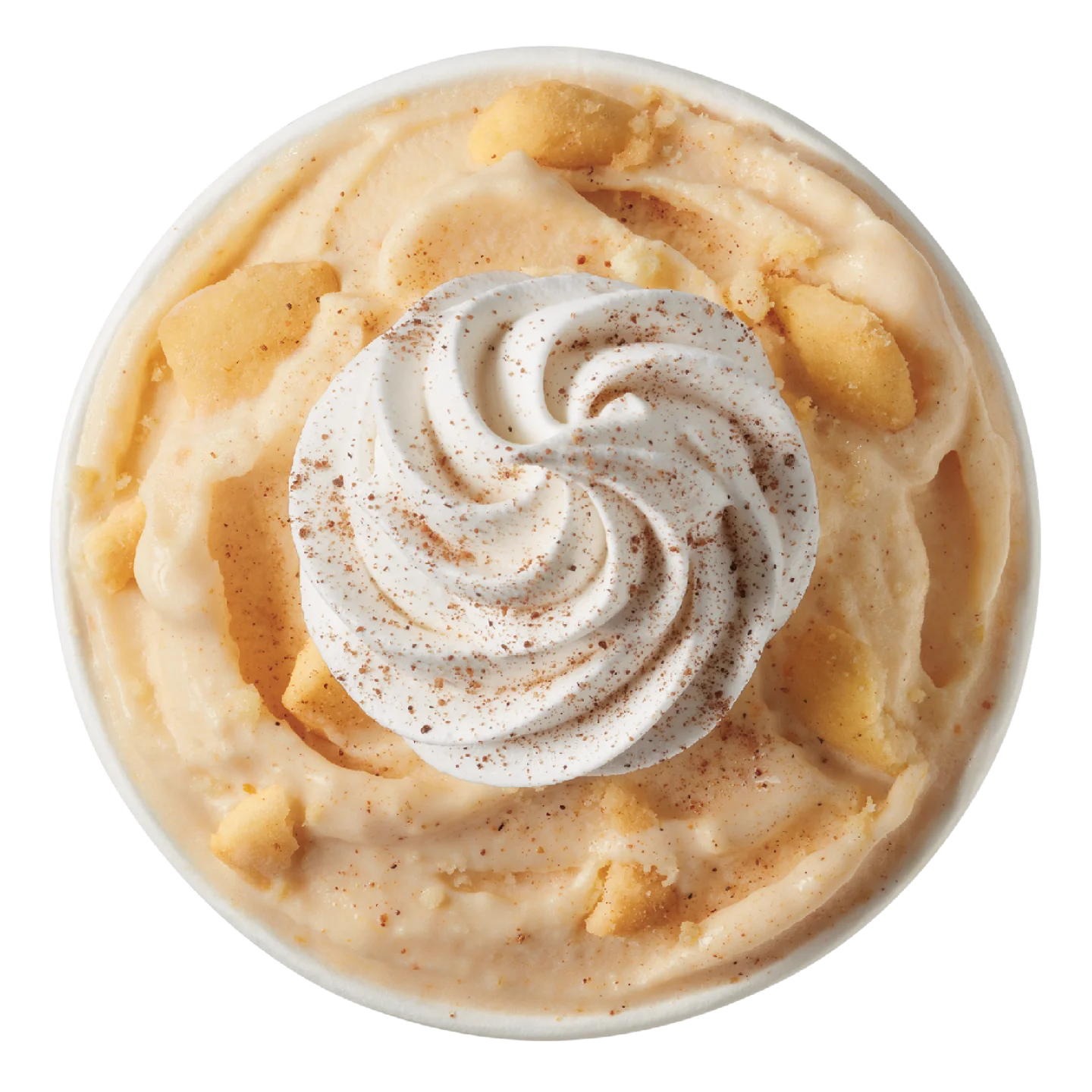 single pumpkin pie Blizzard treat in a cup with orange cream and pie crust