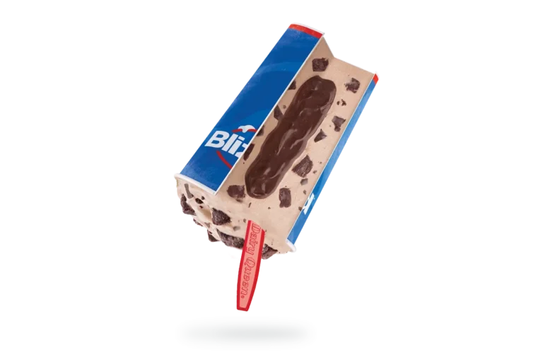 single Royal Ultimate Choco Brownie Blizzard in clear cup with brownie pieces and chocolate chunks