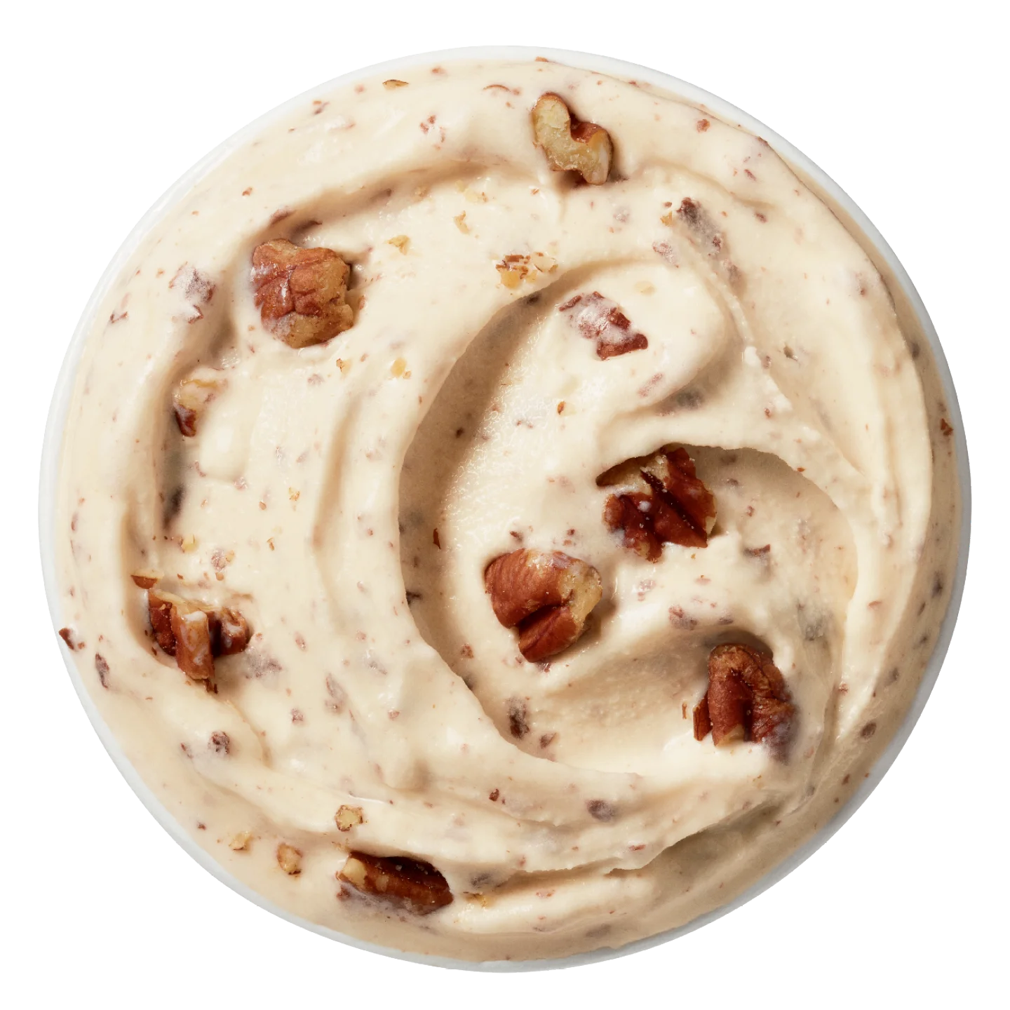 single Turtle Pecan Cluster Blizzard in a clear cup with caramel and pecans