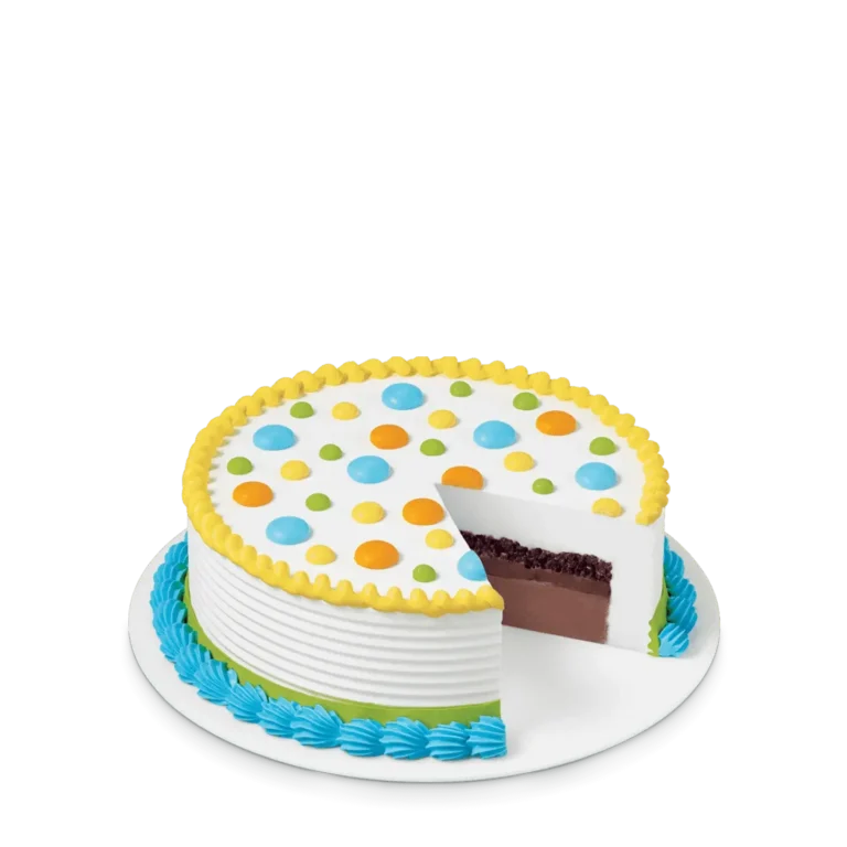 8-inch round cake with vanilla and chocolate soft serve and fudge center